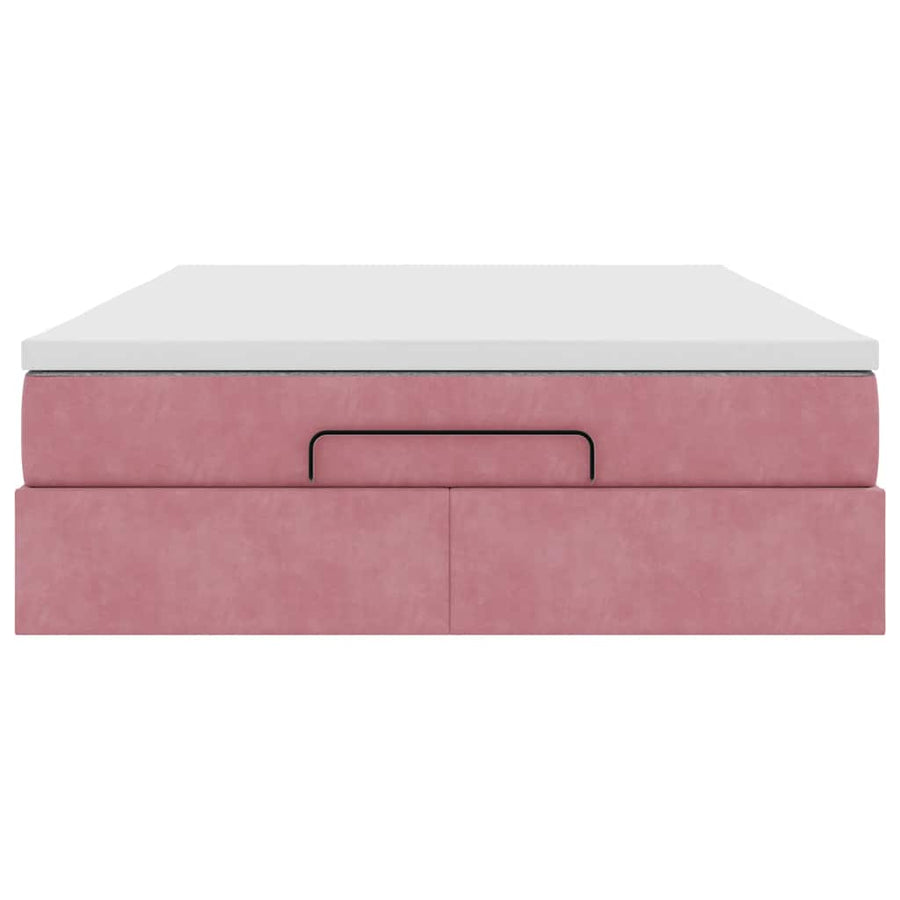 Ottoman bed met matras 140x190cm fluweel roze