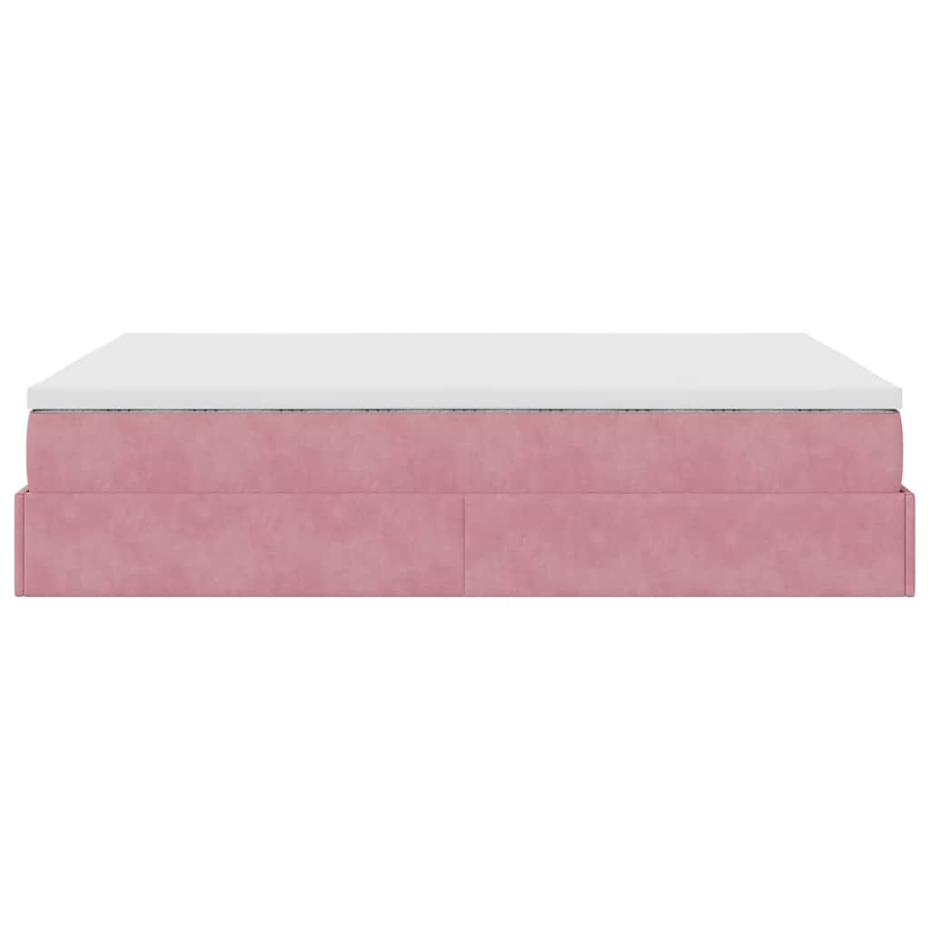 Ottoman bed met matras 140x190cm fluweel roze