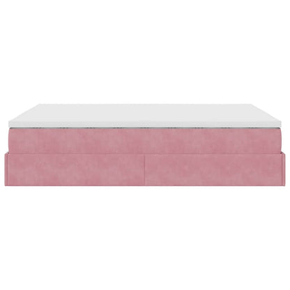 Ottoman bed met matras 140x190cm fluweel roze