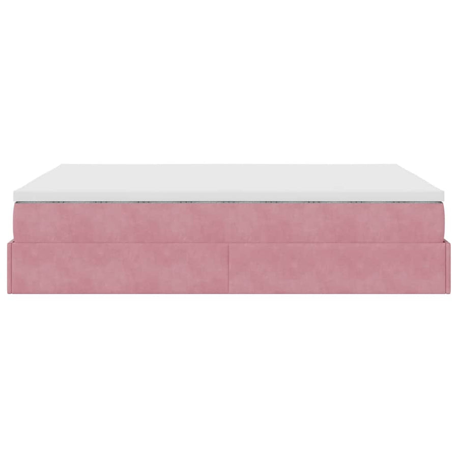 Ottoman bed met matras 140x190cm fluweel roze