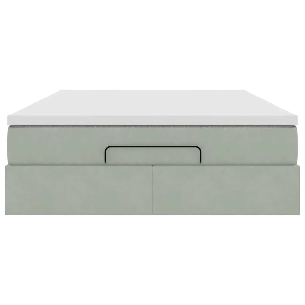 Ottoman bed met matras 140x200cm fluweel lichtgrijs