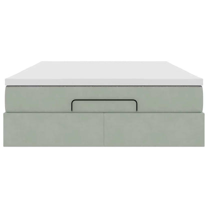 Ottoman bed met matras 140x200cm fluweel lichtgrijs