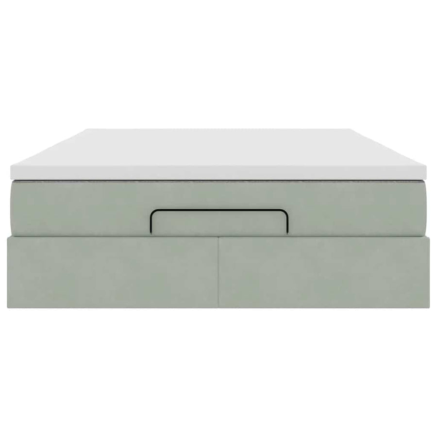 Ottoman bed met matras 140x200cm fluweel lichtgrijs