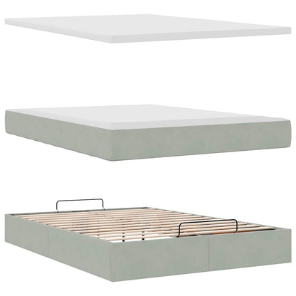 Ottoman bed met matras 140x200cm fluweel lichtgrijs