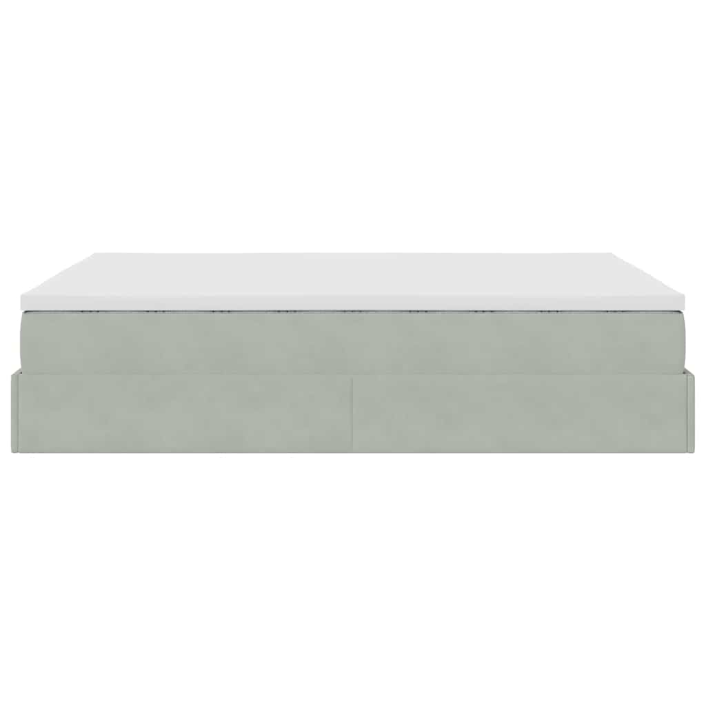 Ottoman bed met matras 140x200cm fluweel lichtgrijs