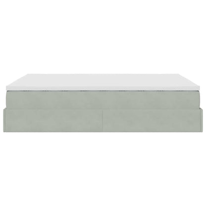 Ottoman bed met matras 140x200cm fluweel lichtgrijs