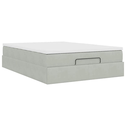 Ottoman bed met matras 140x200cm fluweel lichtgrijs