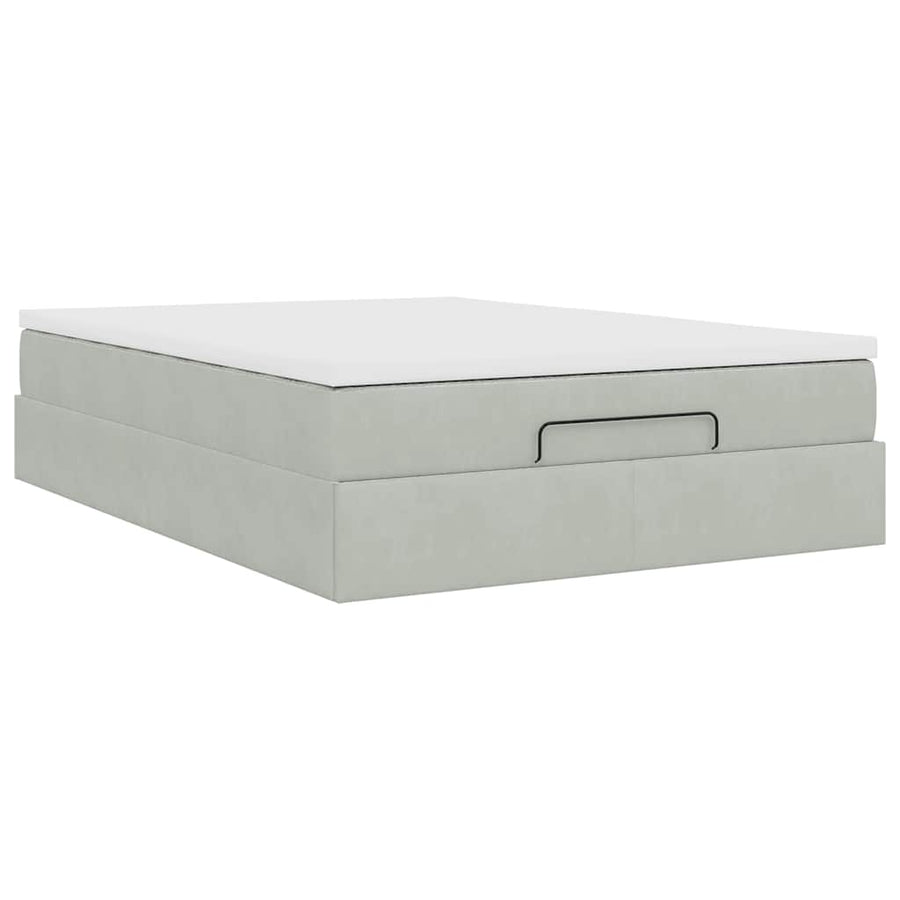 Ottoman bed met matras 140x200cm fluweel lichtgrijs