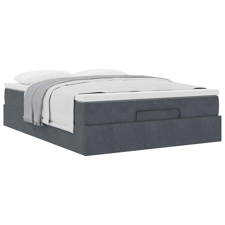 Ottoman bed met matras 140x200cm fluweel donkergrijs