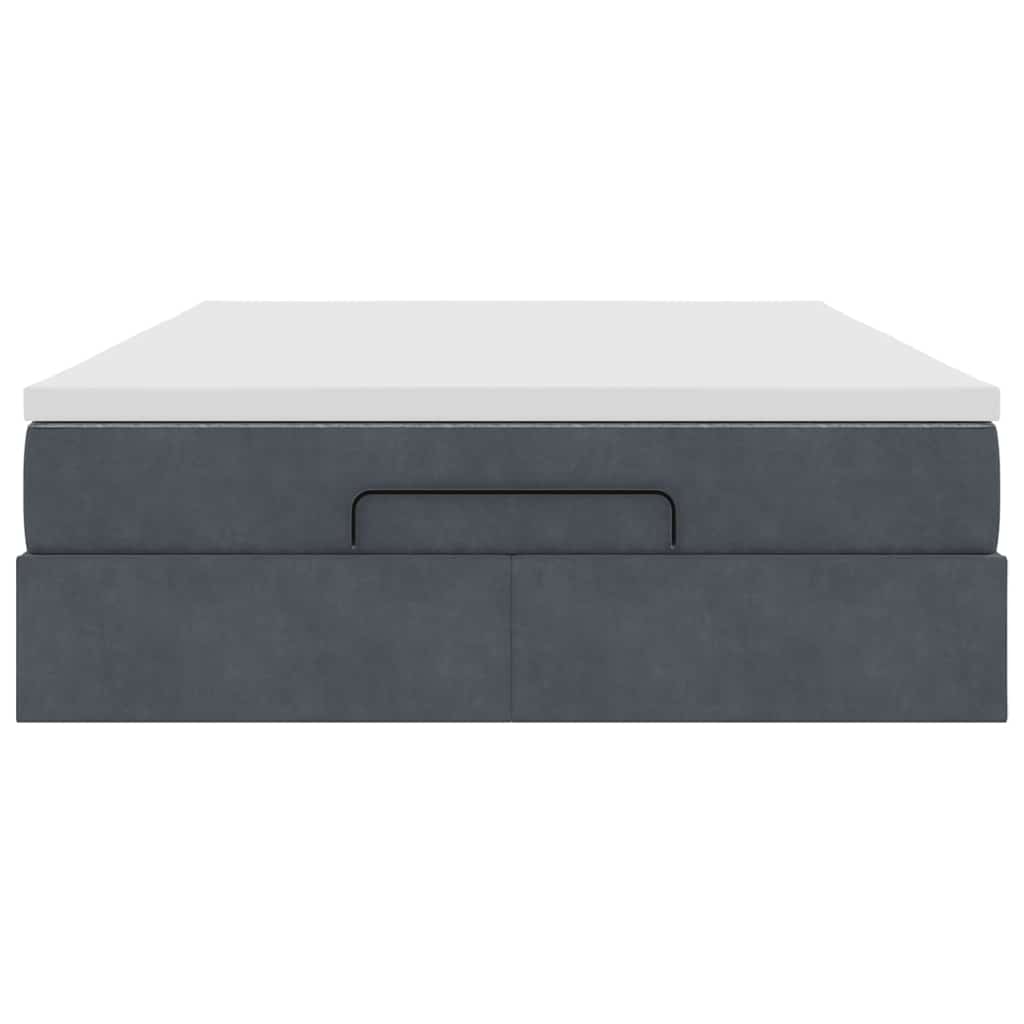 Ottoman bed met matras 140x200cm fluweel donkergrijs