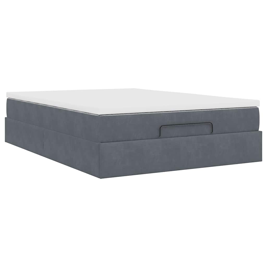 Ottoman bed met matras 140x200cm fluweel donkergrijs