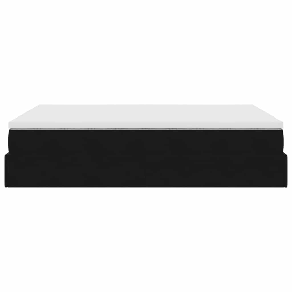 Ottoman Bed Met Matras 140X200Cm Fluweel 140 x 200 cm Zwart