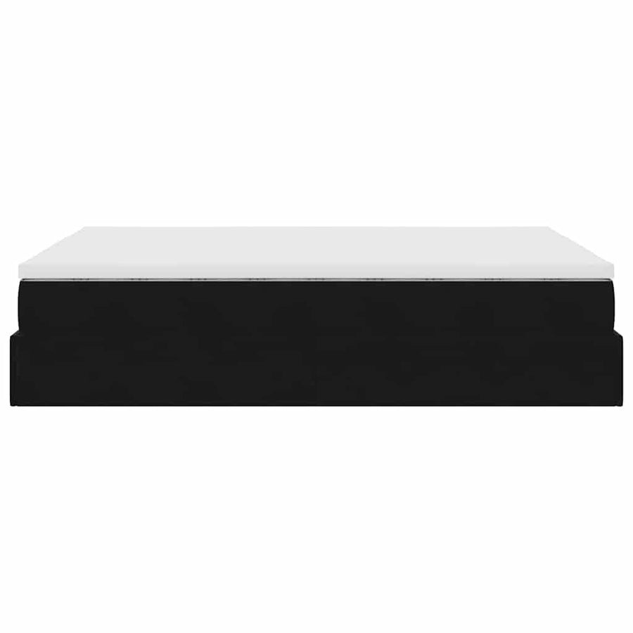 Ottoman Bed Met Matras 140X200Cm Fluweel 140 x 200 cm Zwart