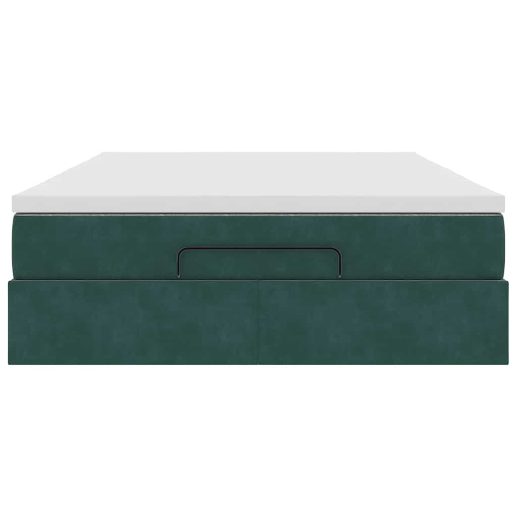 Ottoman bed met matras 140x200cm fluweel donkergroen