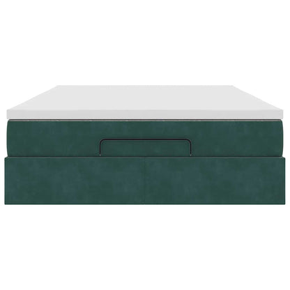 Ottoman bed met matras 140x200cm fluweel donkergroen