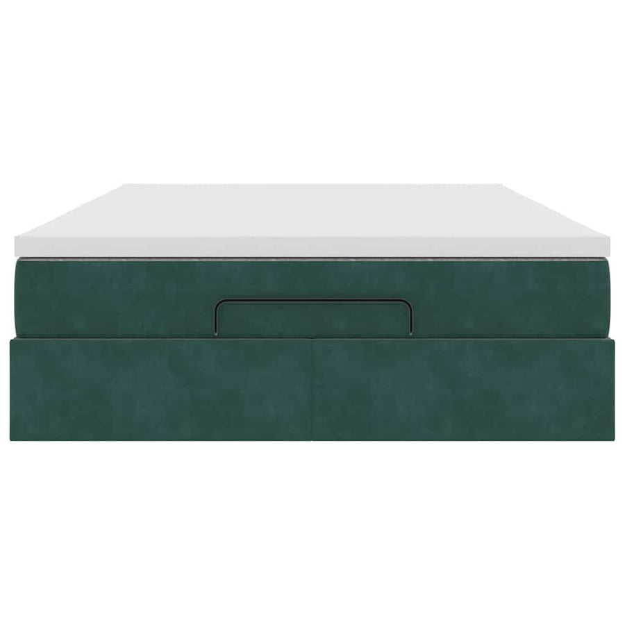 Ottoman bed met matras 140x200cm fluweel donkergroen