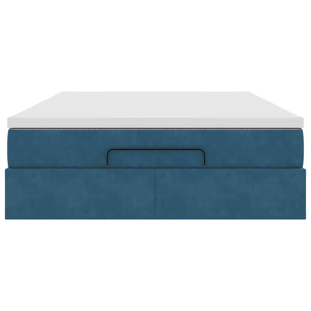 Ottoman bed met matras 140x200cm fluweel donkerblauw