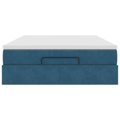 Ottoman bed met matras 140x200cm fluweel donkerblauw