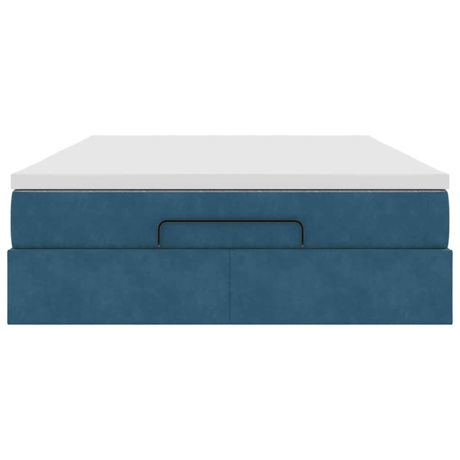 Ottoman bed met matras 140x200cm fluweel donkerblauw