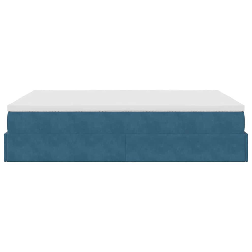 Ottoman bed met matras 140x200cm fluweel donkerblauw