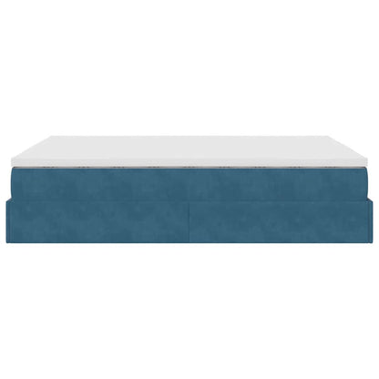 Ottoman bed met matras 140x200cm fluweel donkerblauw