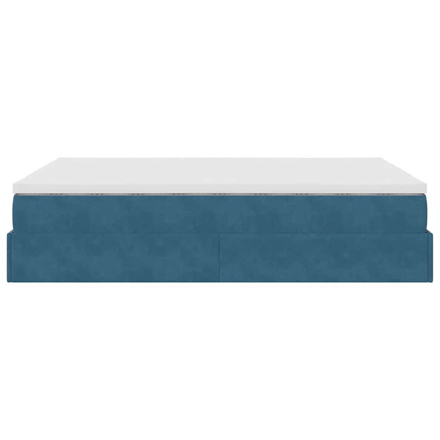 Ottoman bed met matras 140x200cm fluweel donkerblauw