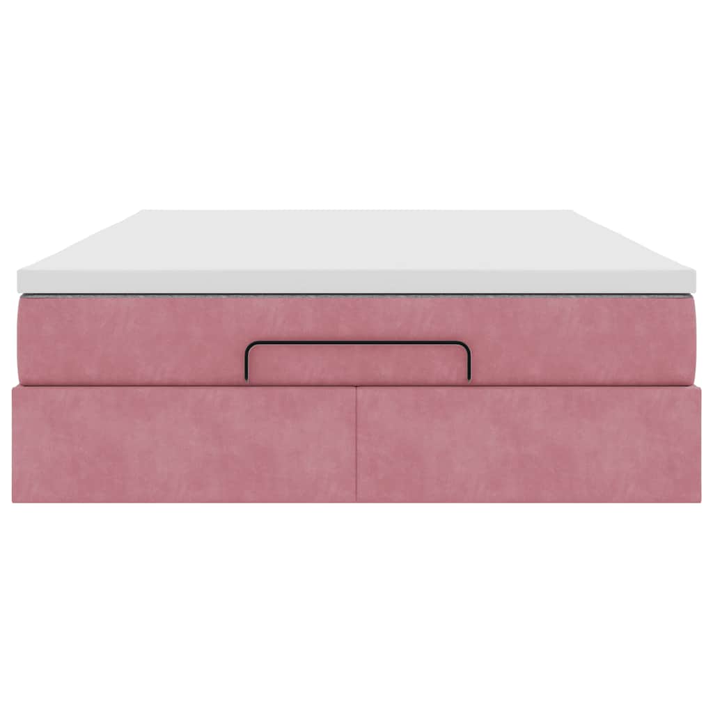 Ottoman bed met matras 140x200cm fluweel roze