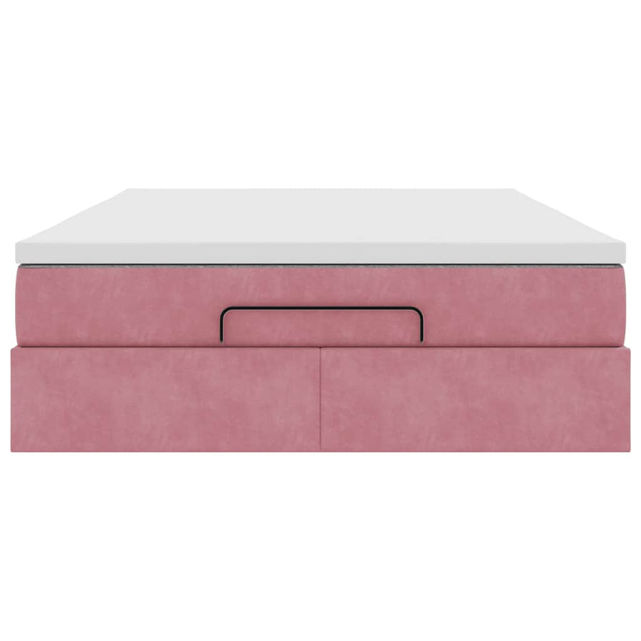 Ottoman bed met matras 140x200cm fluweel roze