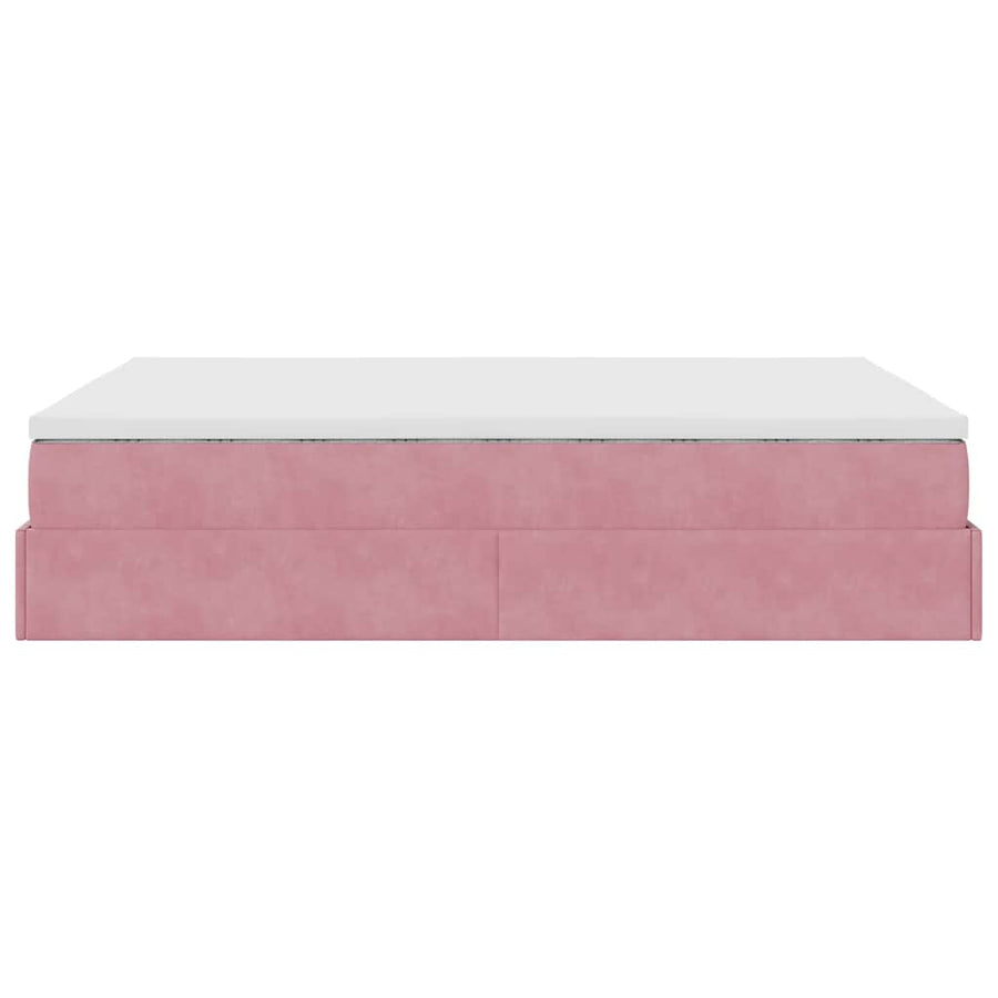 Ottoman bed met matras 140x200cm fluweel roze