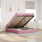 Ottomaans bed met matras 140x200 cm roze fluweel