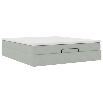 Ottoman bed met matras 160x200cm fluweel lichtgrijs