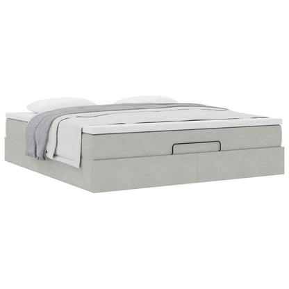 Ottoman bed met matras 160x200cm fluweel lichtgrijs