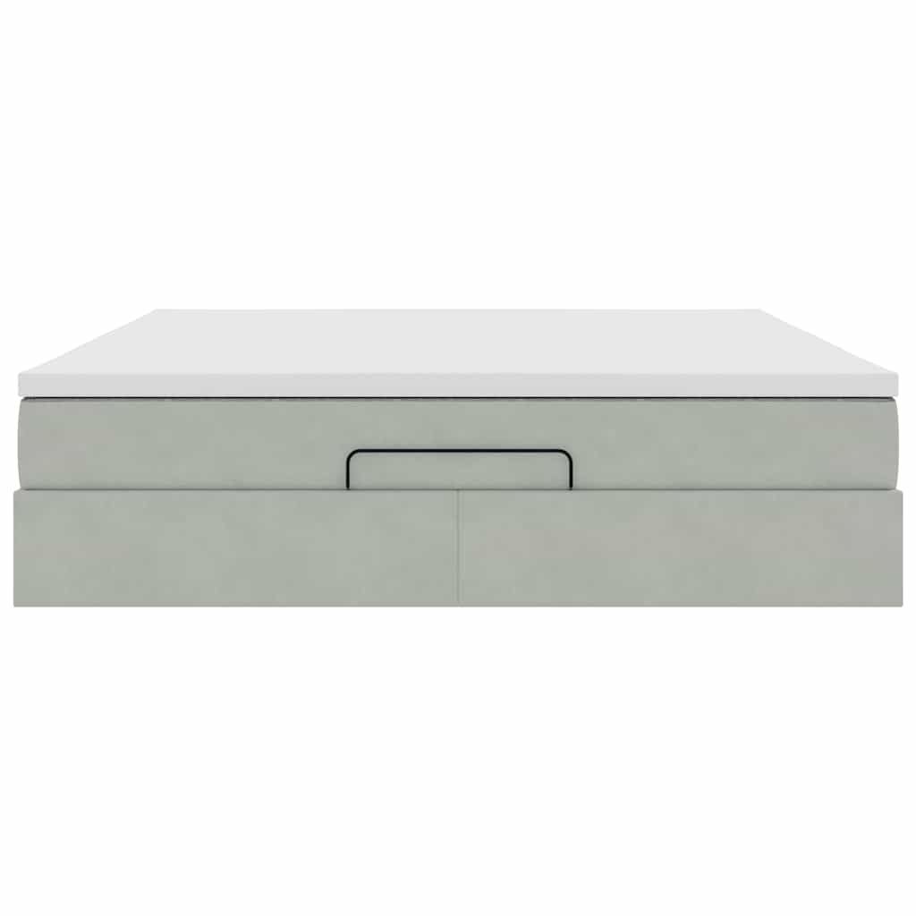Ottoman bed met matras 160x200cm fluweel lichtgrijs