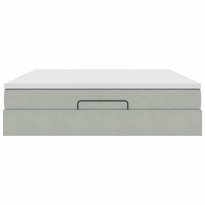 Ottoman bed met matras 160x200cm fluweel lichtgrijs