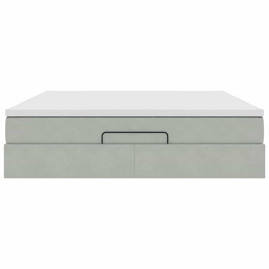 Ottoman bed met matras 160x200cm fluweel lichtgrijs