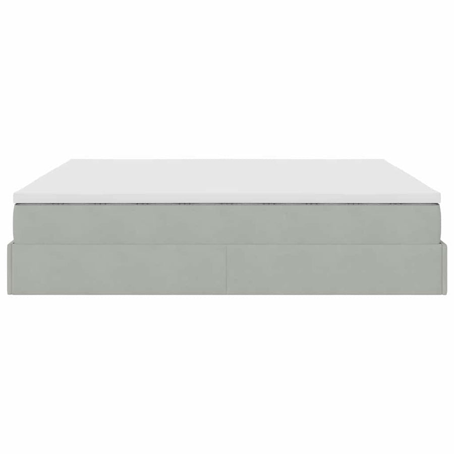 Ottoman bed met matras 160x200cm fluweel lichtgrijs