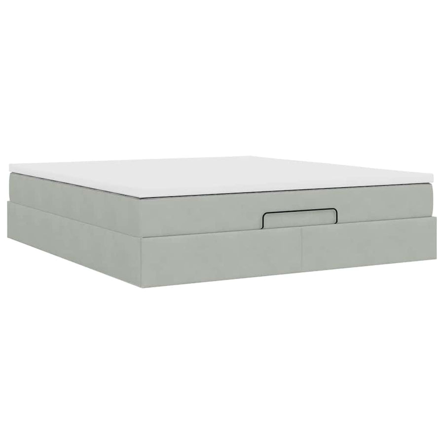 Ottoman bed met matras 160x200cm fluweel lichtgrijs