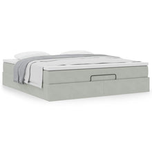 Ottoman bed met matras 160x200cm fluweel lichtgrijs