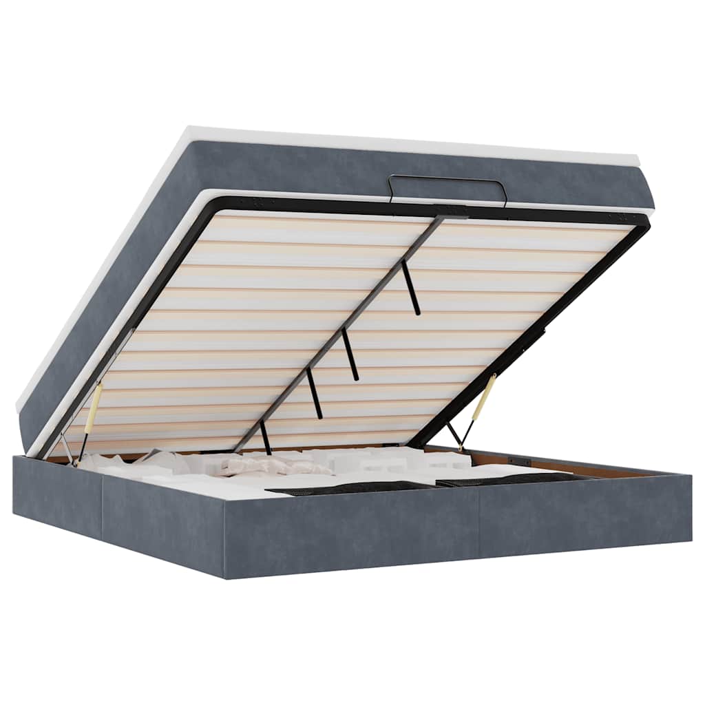 Ottoman Bed Met Matras 160X200Cm Fluweel 160 x 200 cm Donkergrijs