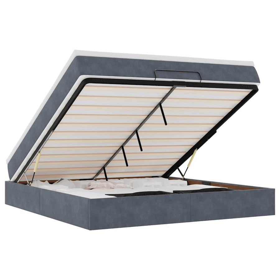 Ottoman Bed Met Matras 160X200Cm Fluweel 160 x 200 cm Donkergrijs
