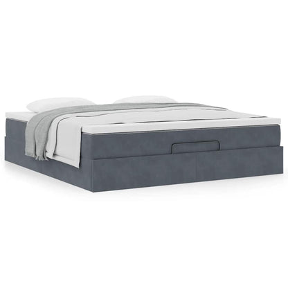 Ottoman Bed Met Matras 160X200Cm Fluweel 160 x 200 cm Donkergrijs