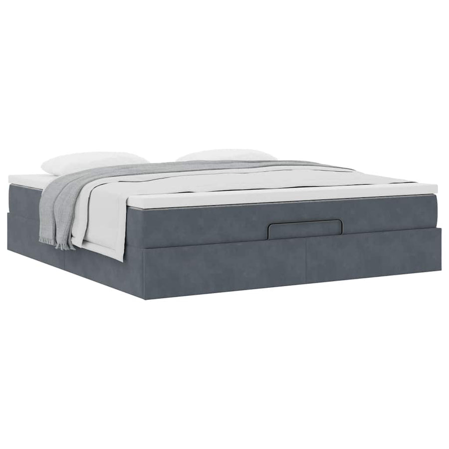 Ottoman Bed Met Matras 160X200Cm Fluweel 160 x 200 cm Donkergrijs