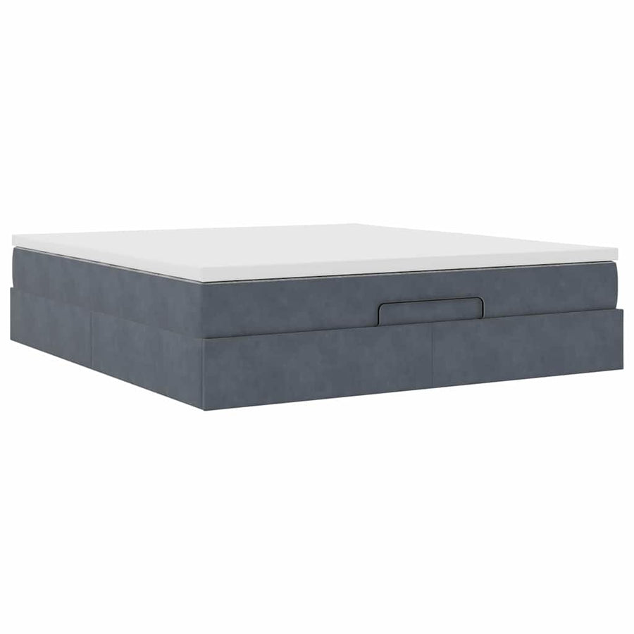 Ottoman Bed Met Matras 160X200Cm Fluweel 160 x 200 cm Donkergrijs