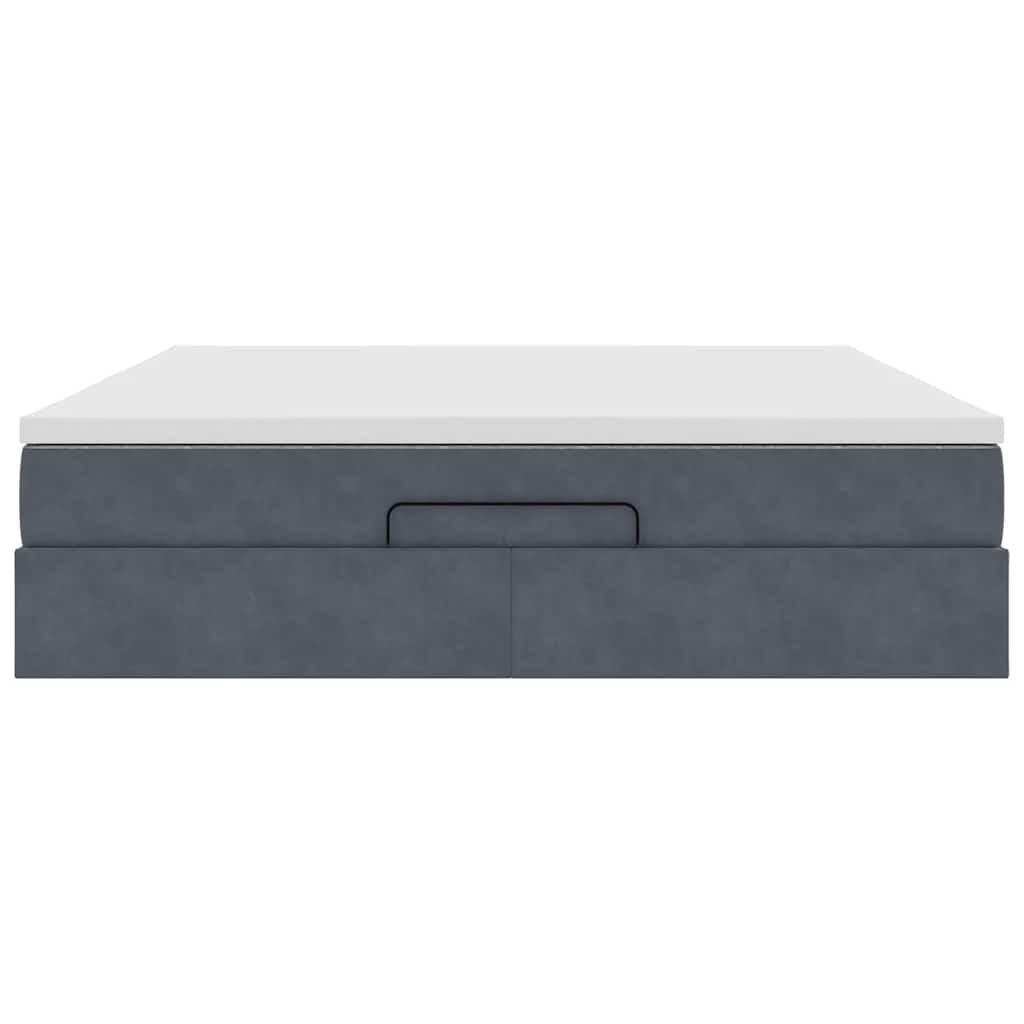 Ottoman Bed Met Matras 160X200Cm Fluweel 160 x 200 cm Donkergrijs