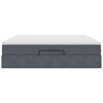 Ottoman Bed Met Matras 160X200Cm Fluweel 160 x 200 cm Donkergrijs