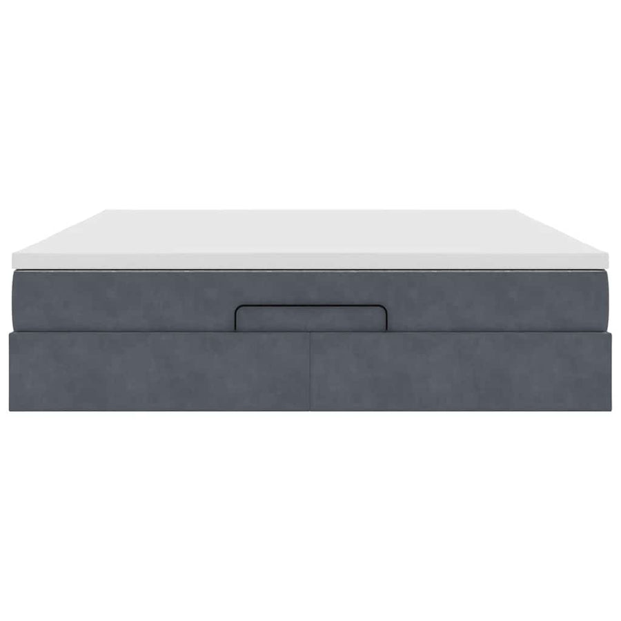 Ottoman Bed Met Matras 160X200Cm Fluweel 160 x 200 cm Donkergrijs