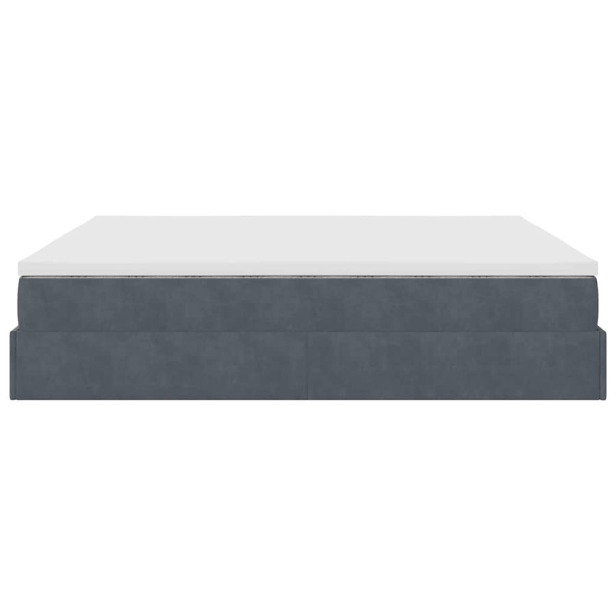 Ottoman Bed Met Matras 160X200Cm Fluweel 160 x 200 cm Donkergrijs