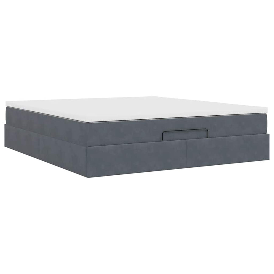 Ottoman Bed Met Matras 160X200Cm Fluweel 160 x 200 cm Donkergrijs