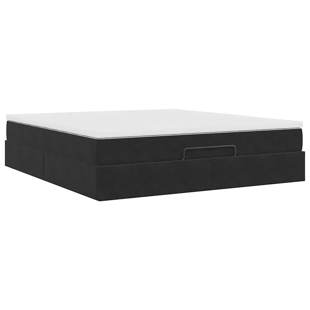 Ottoman bed met matras 160x200cm fluweel zwart