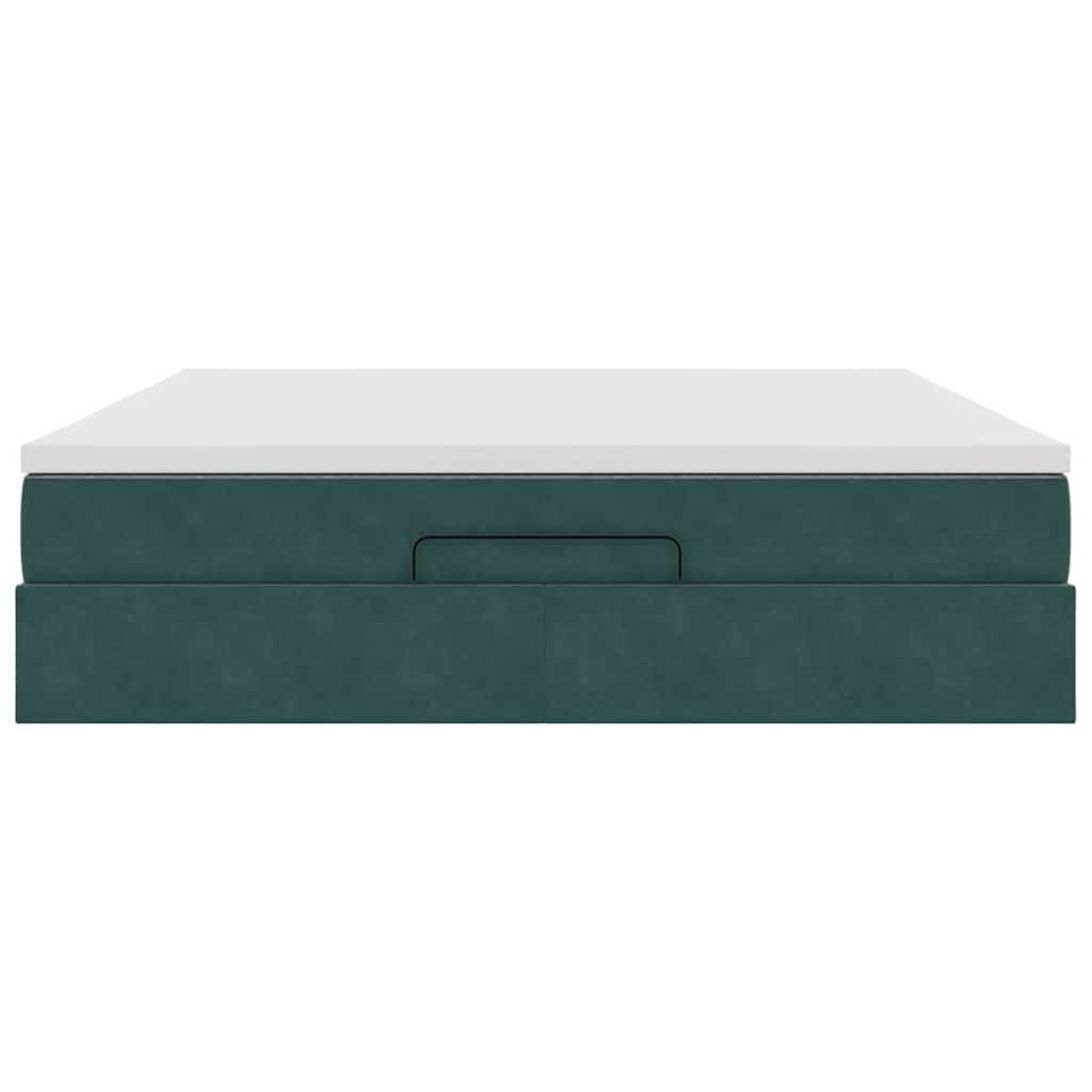 Ottoman bed met matras 160x200cm fluweel donkergroen